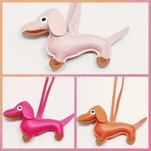 Puffy Large Dachshund Dog Purse and Bag Accessory or Keychain Pastel Pink